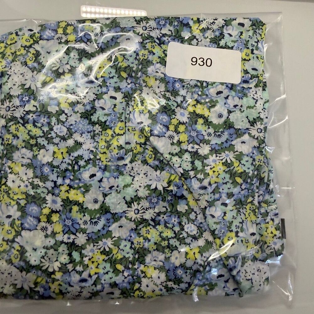 J Crew Liberty Fabric Floral Blouse Women’s Medium Blue Green Puff Sleeve Ruffle - Picture 9 of 9